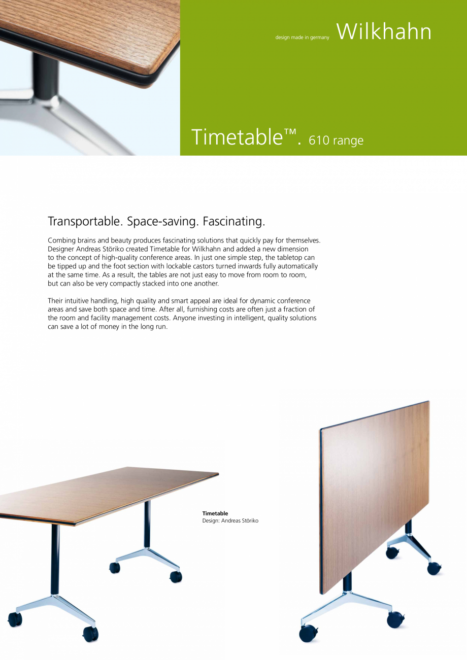 Pagina 1-Masa mobila Wilkhahn Timetable Catalog, brosura Engleza Timetable™. 610 range

Transportable....