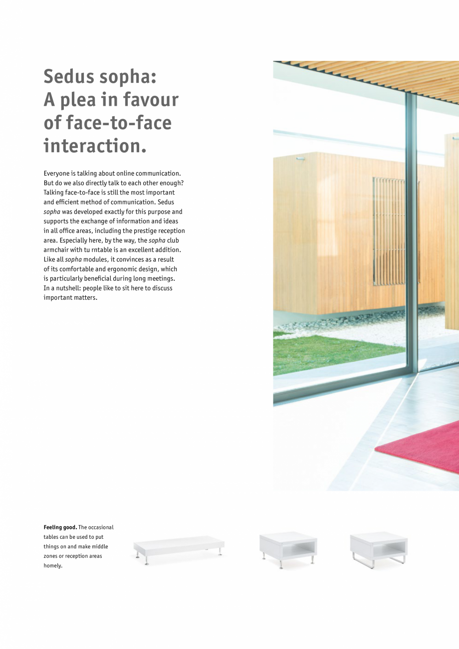 Pagina 8-Mese bistro pentru birouri SEDUS SOPHA TABLE Catalog, brosura Engleza ures short,

equipment, which ...