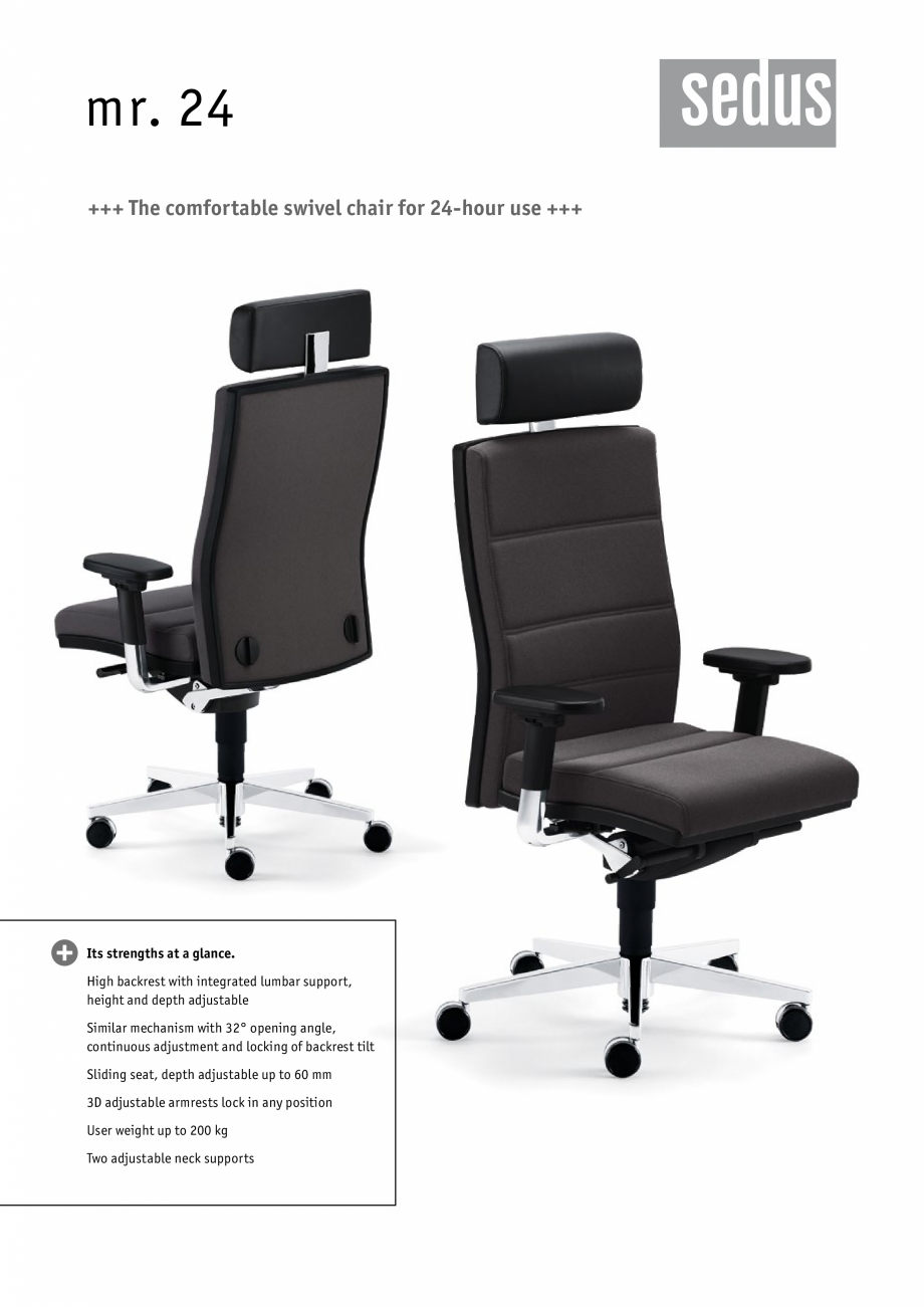 Pagina 1-Scaune de birou pivotante  SEDUS MR. 24 Catalog, brosura Engleza mr. 24
+++ The comfortable swivel...