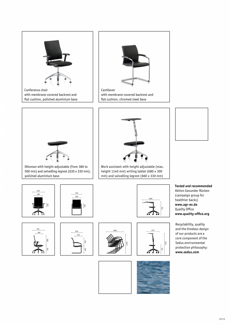 Pagina 13-Scaune de birou pivotante SEDUS OPEN MIND, OPEN UP Specificații tehnice Engleza 