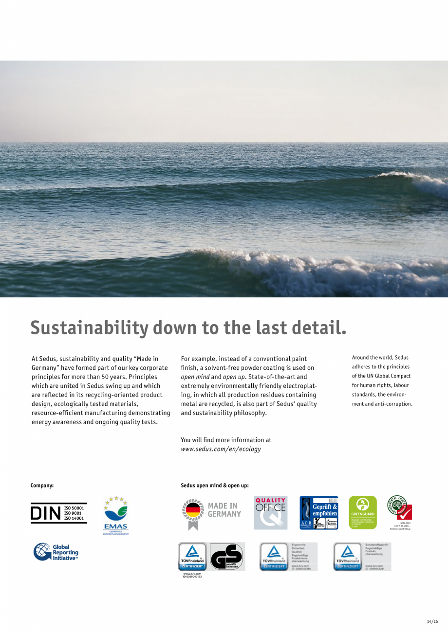 Pagina 15-Scaune de birou pivotante SEDUS OPEN MIND, OPEN UP Specificații tehnice Engleza 