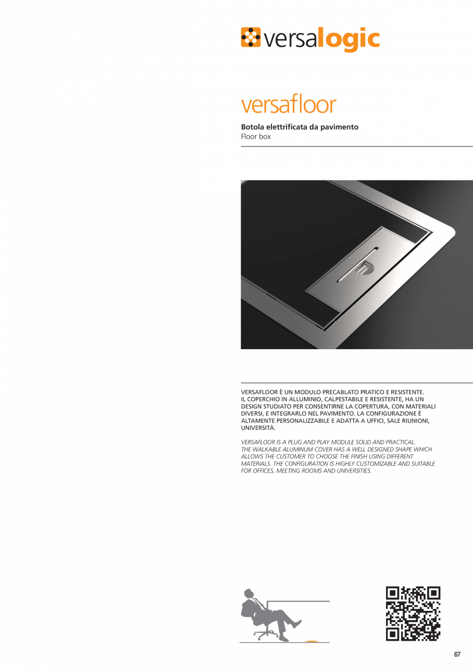 Pagina 2-Caseta pentru pardoseala tehnica ASA VersaFloor Fisa tehnica Engleza  Solo in ambienti interni.
Plug...