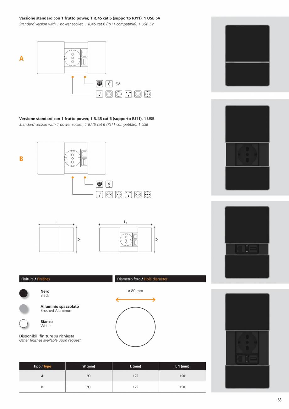 Pagina 4-Doc de alimentare cu capac glisant ASA VersaPad Fisa tehnica Engleza ower, 1 RJ45 cat 6 (supporto...