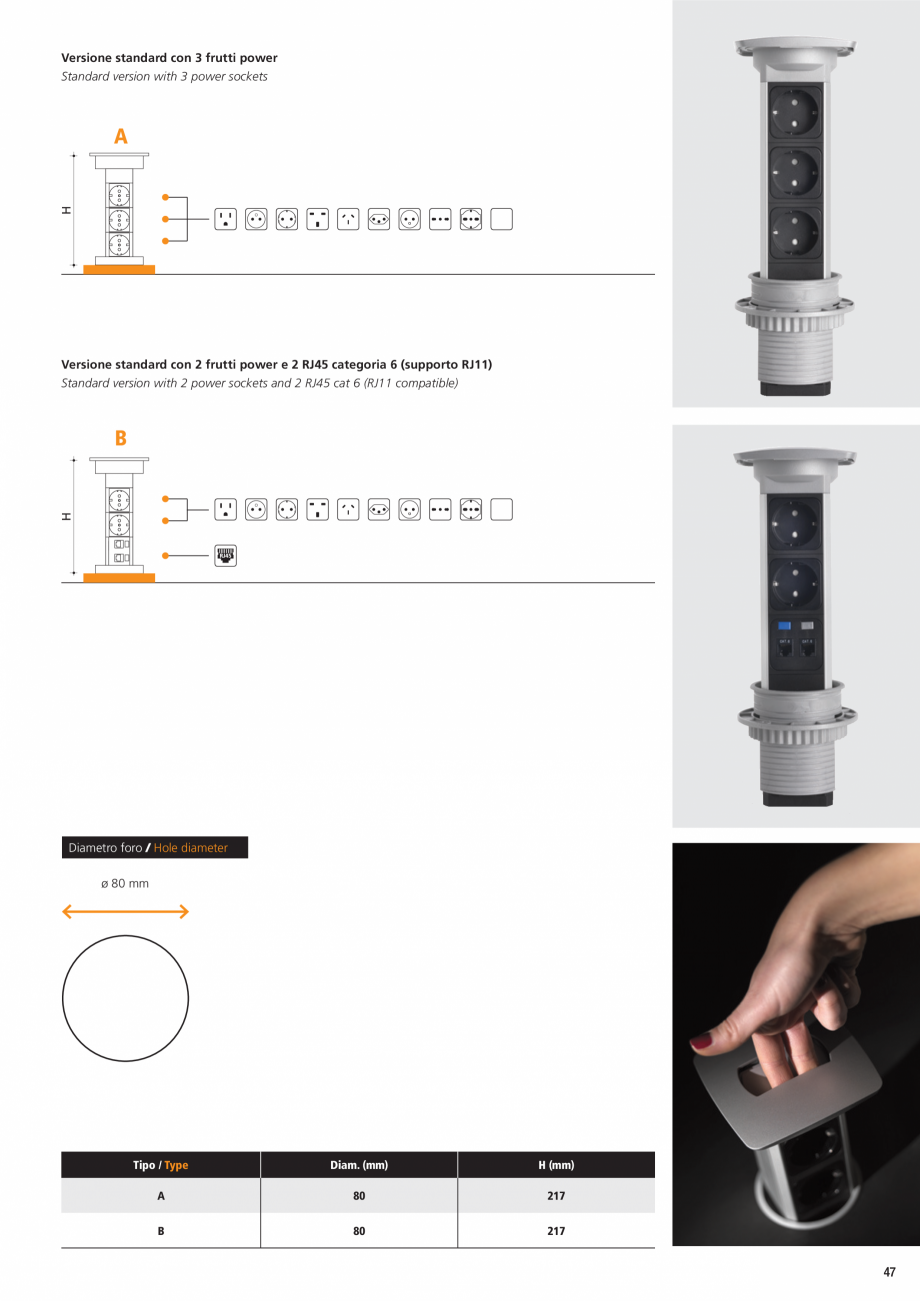 Pagina 4-Doc de alimentare ascuns ASA VersaPull Fisa tehnica Engleza niture
The concealed powerdock versapull...