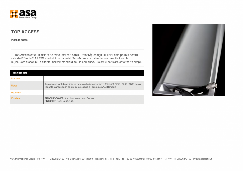 Pagina 1-Placute de acces  ASA Top Access Fisa tehnica Engleza TOP ACCESS
Placi de acces

1. Top Access este ...