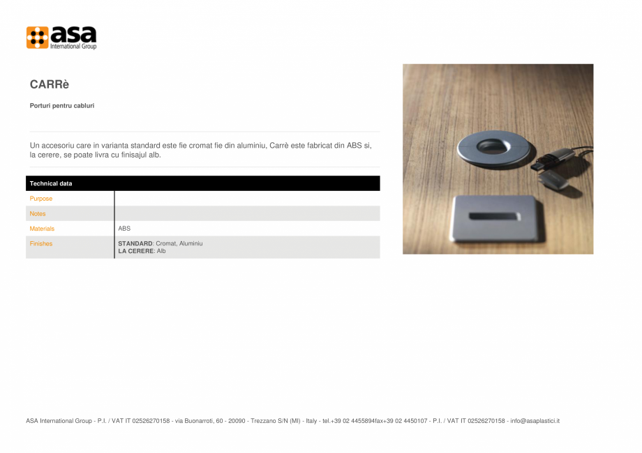 Pagina 1-Porturi pentru cabluri ASA Carrè Fisa tehnica Engleza CARRè
Porturi pentru cabluri

Un...