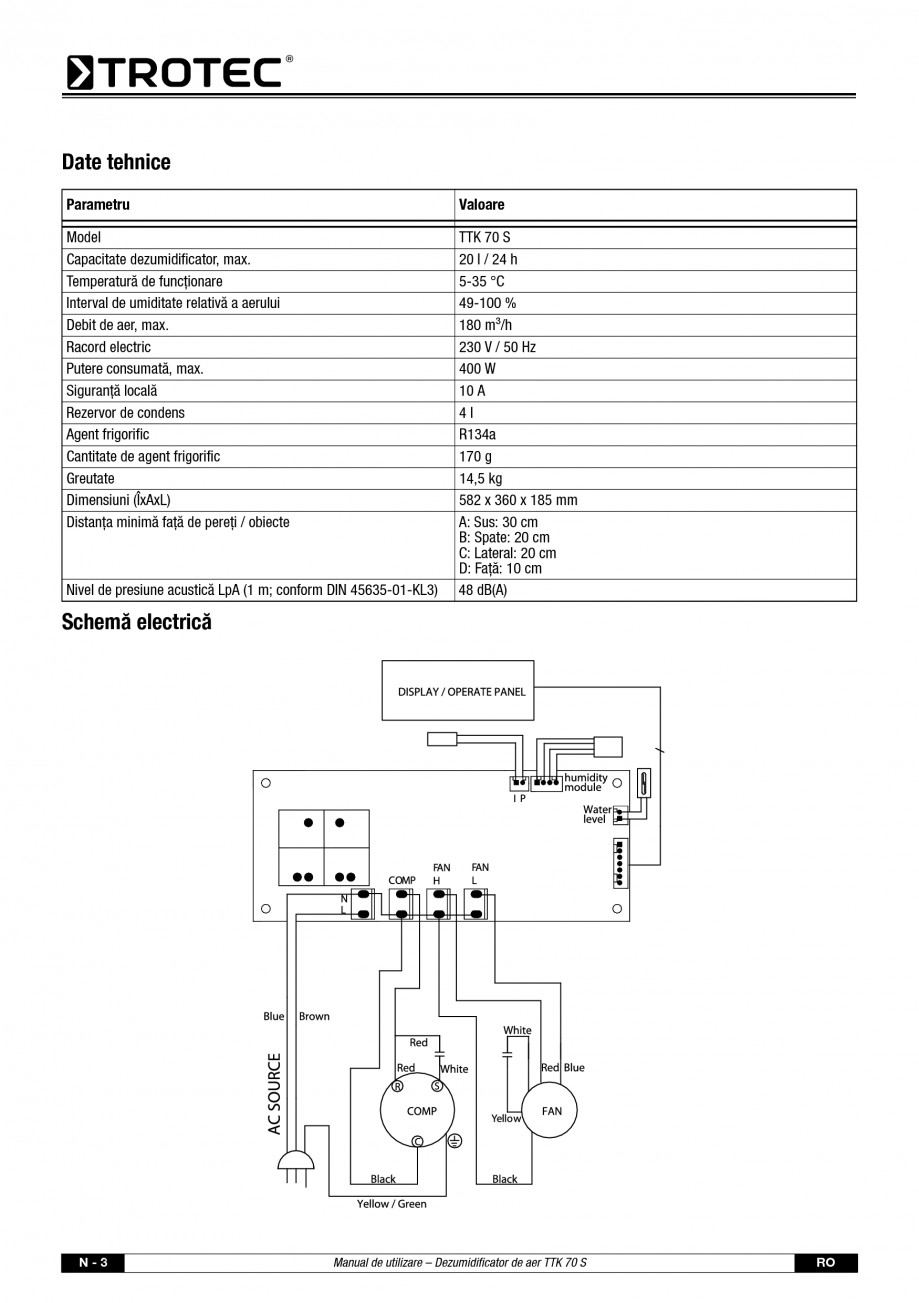 Pagina 4 - Dezumidificator casnic TROTEC Germany TTK 70 Instructiuni montaj, utilizare Romana...