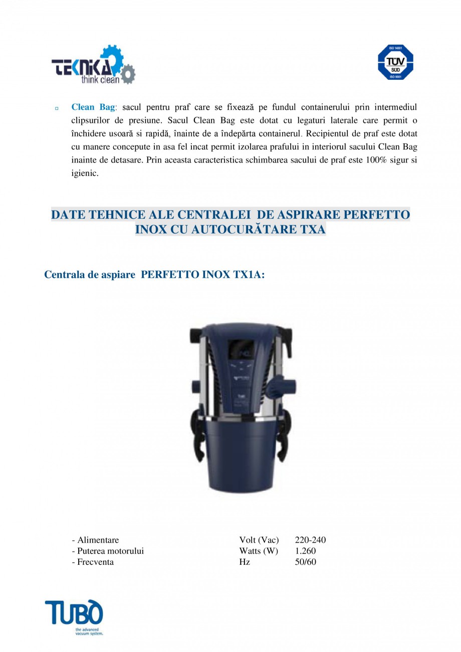 Pagina 4 - Centrale de aspirare Perfeto Inox cu autocuratare TUBO TX1A, TX3A, TX4A Catalog, brosura ...