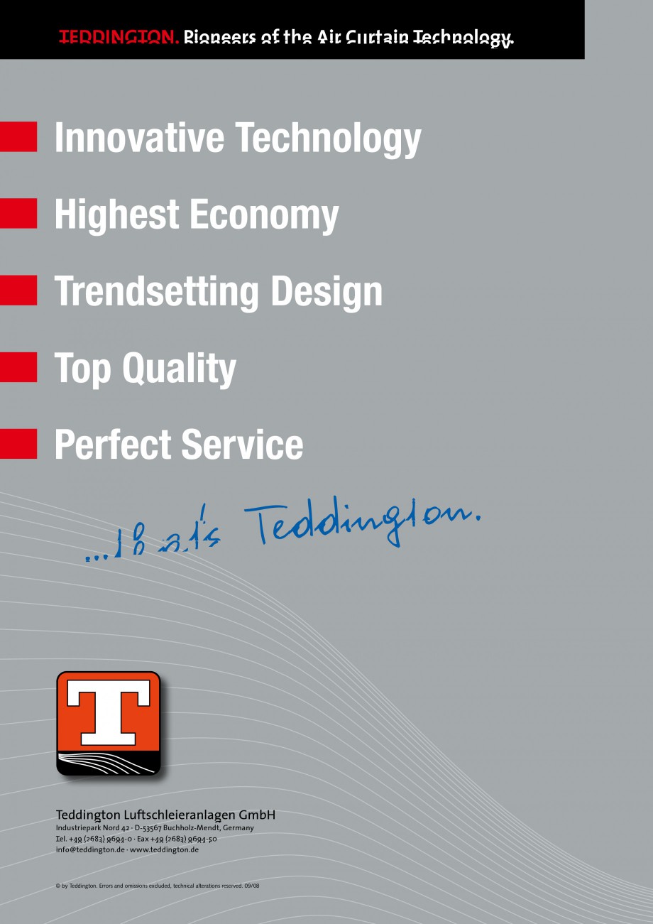 Pagina 8-Perdea de aer industriala TEDDINGTON FRIGUVENT Fisa tehnica Engleza ltaneously represents a...