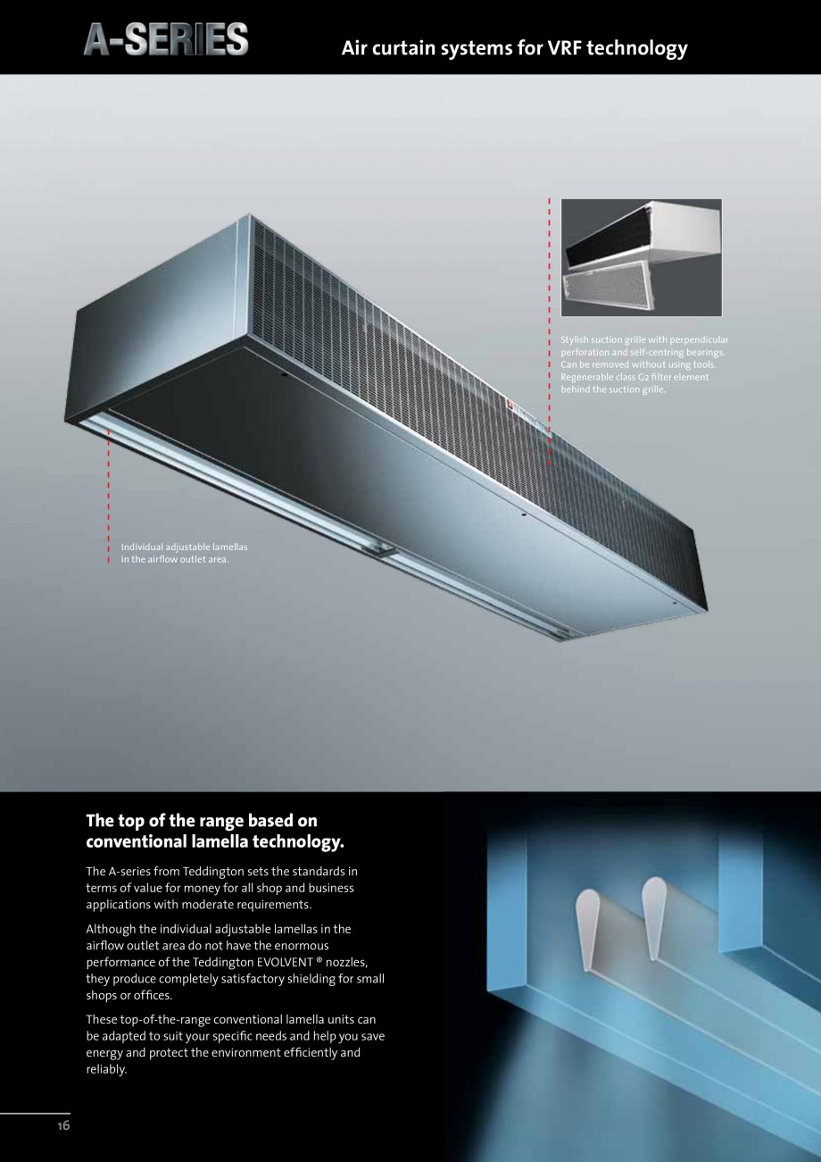 Pagina 1-Perdea de aer pentru spatii comerciale si birouri TEDDINGTON A-SERIES Fisa tehnica Engleza A-SERIES	...