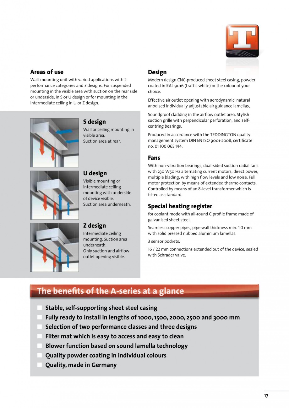 Pagina 2-Perdea de aer pentru spatii comerciale si birouri TEDDINGTON A-SERIES Fisa tehnica Engleza s. For...