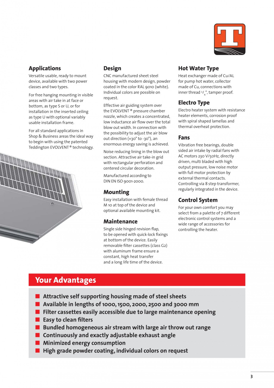 Pagina 3-Perdea de aer pentru spatii comerciale si birouri TEDDINGTON C-SERIES Fisa tehnica Engleza y saving ...