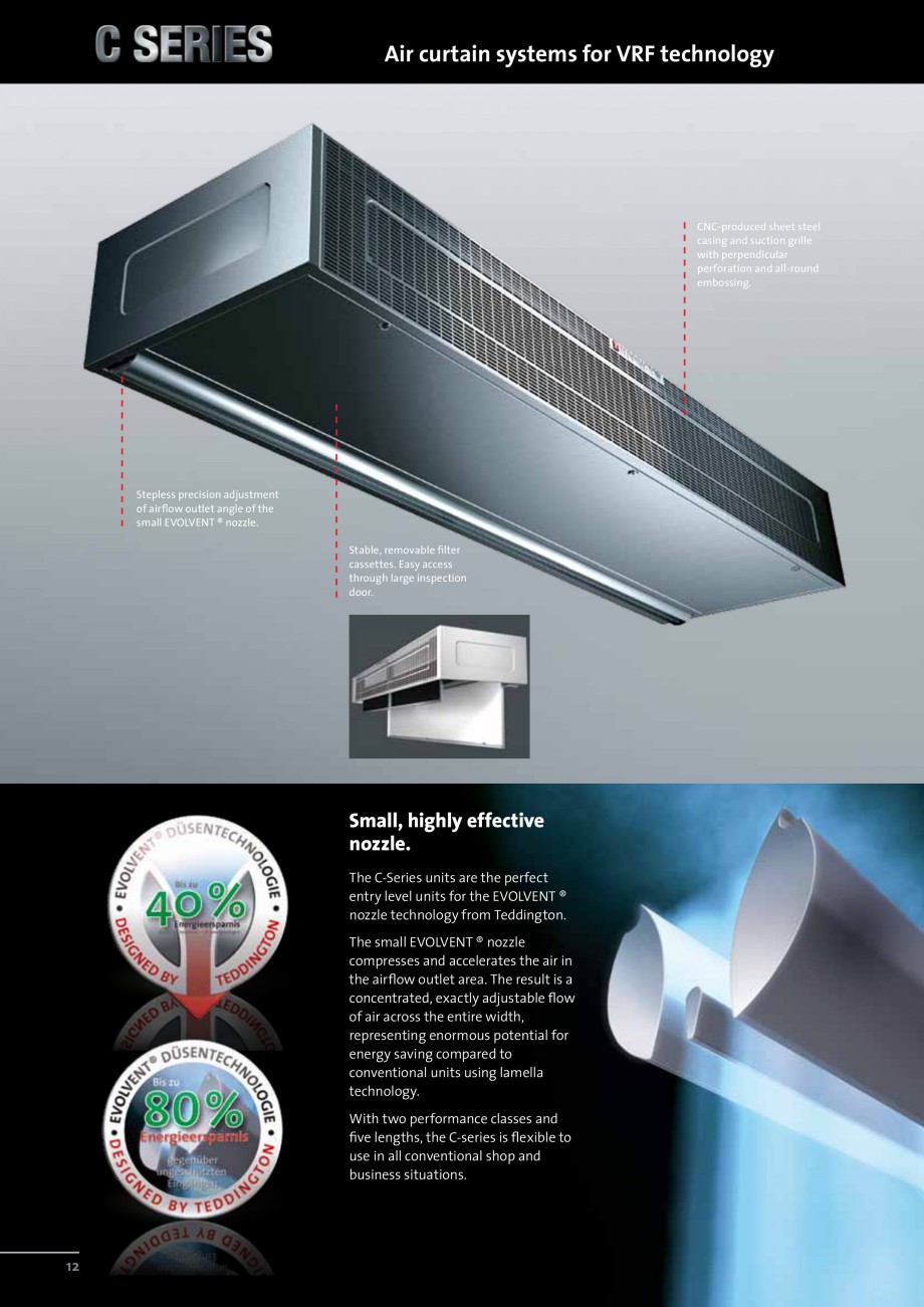 Pagina 19-Perdea de aer pentru spatii comerciale si birouri TEDDINGTON C-SERIES Fisa tehnica Engleza r nut,...