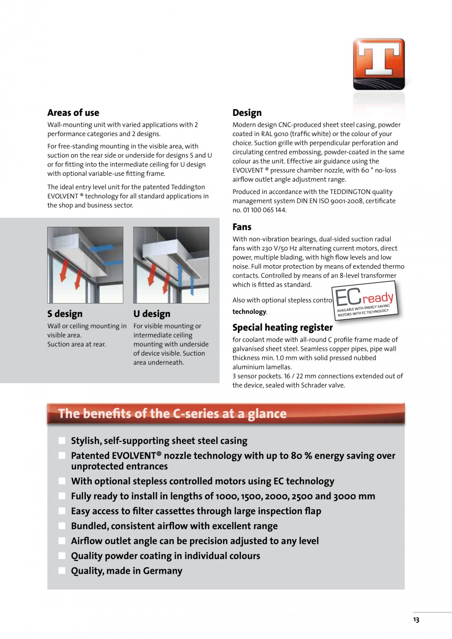 Pagina 20-Perdea de aer pentru spatii comerciale si birouri TEDDINGTON C-SERIES Fisa tehnica Engleza lled by...