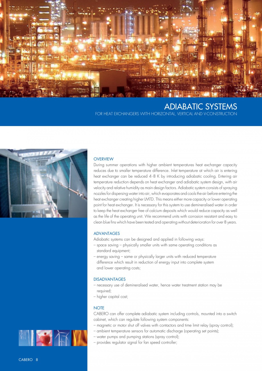 Pagina 1-Turnuri de racire adiabatice CABERO Fisa tehnica Engleza ADIABATIC SYSTEMS
FOR HEAT EXCHANGERS WITH ...