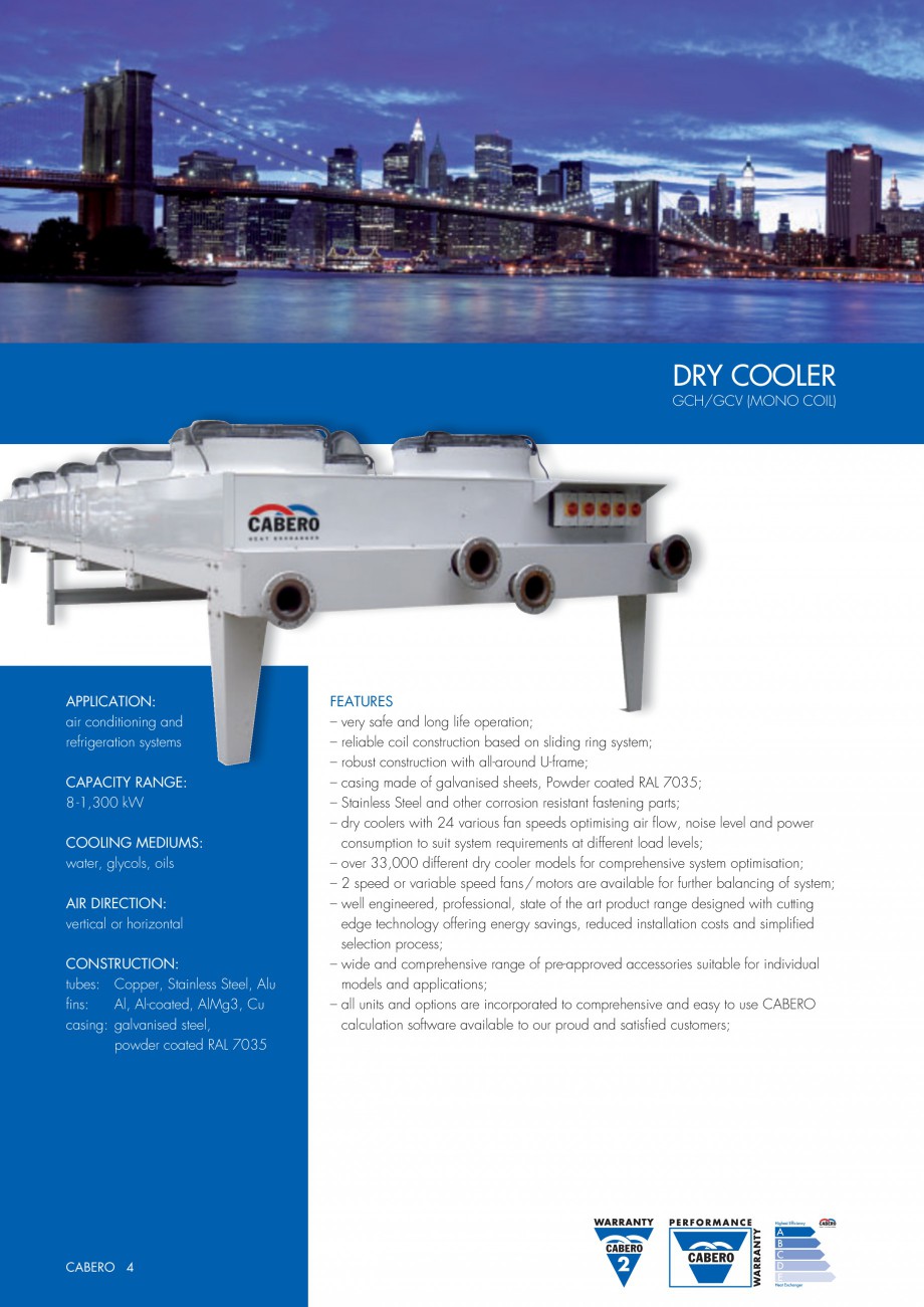 Pagina 1-Turnuri de racire cu circuit inchis CABERO GCH/GCV Fisa tehnica Engleza DRY COOLER
GCH/GCV (
/
(MONO...