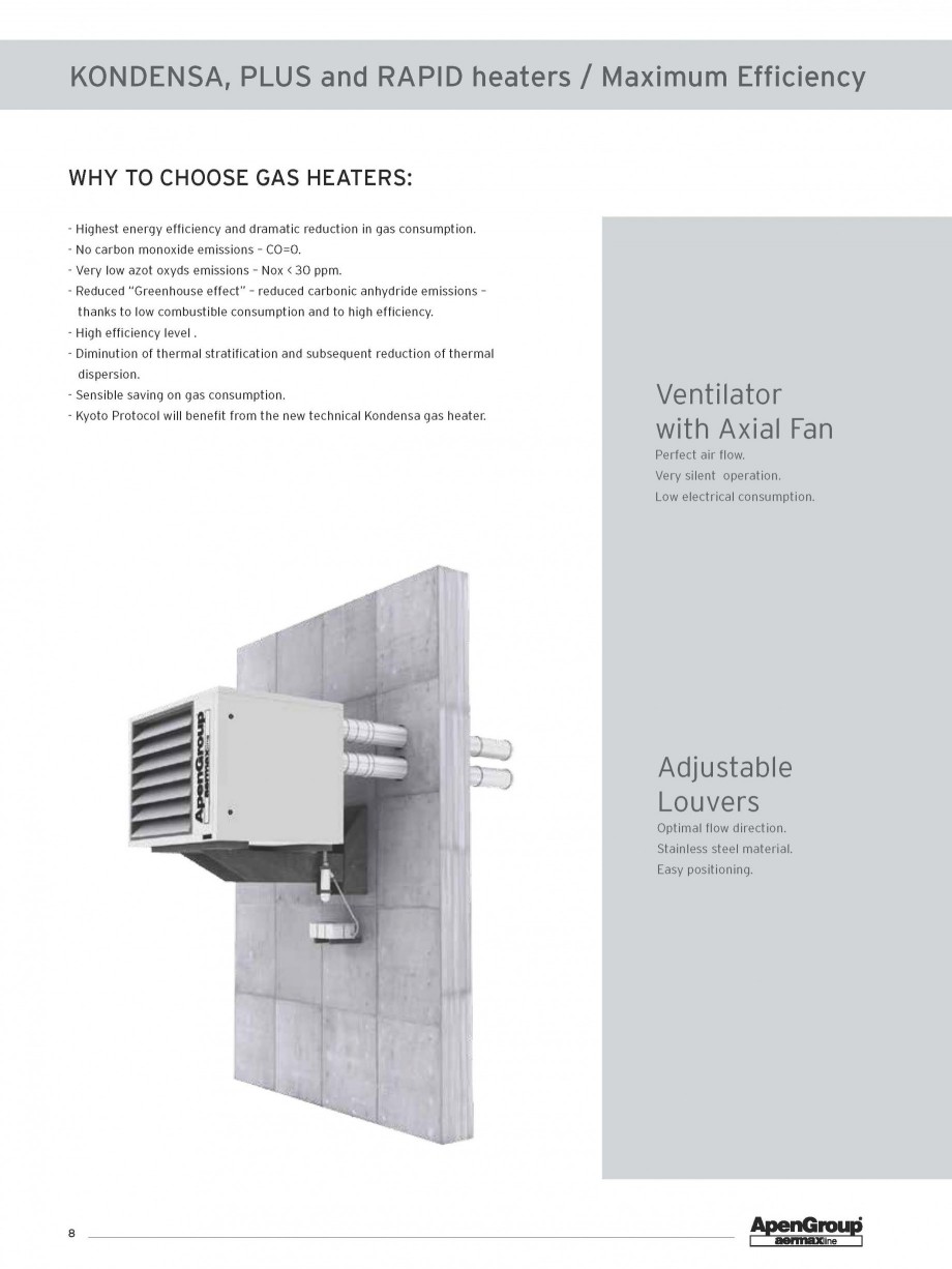 Pagina 1-Aeroterma pe gaz in condensare APEN KONDENSA Fisa tehnica Engleza 