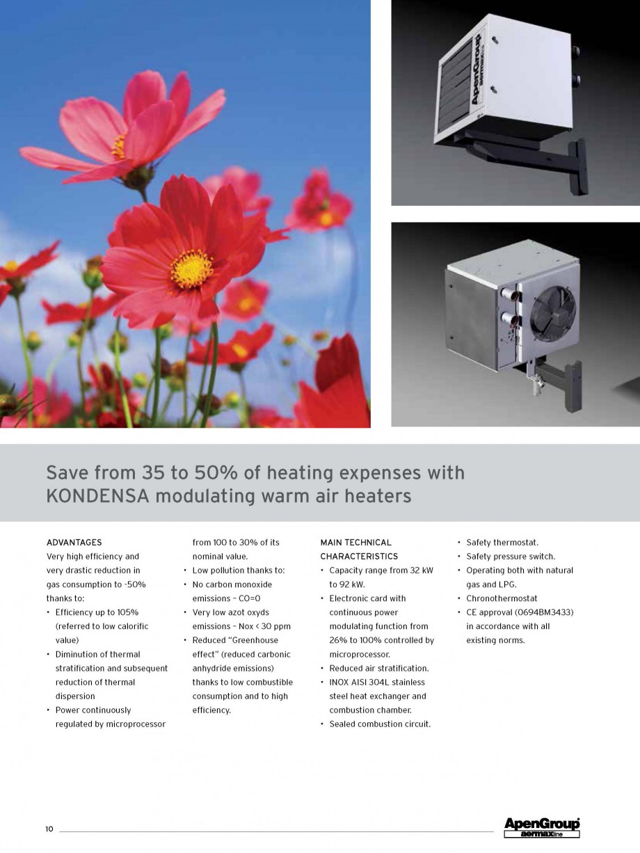 Pagina 3-Aeroterma pe gaz in condensare APEN KONDENSA Fisa tehnica Engleza 