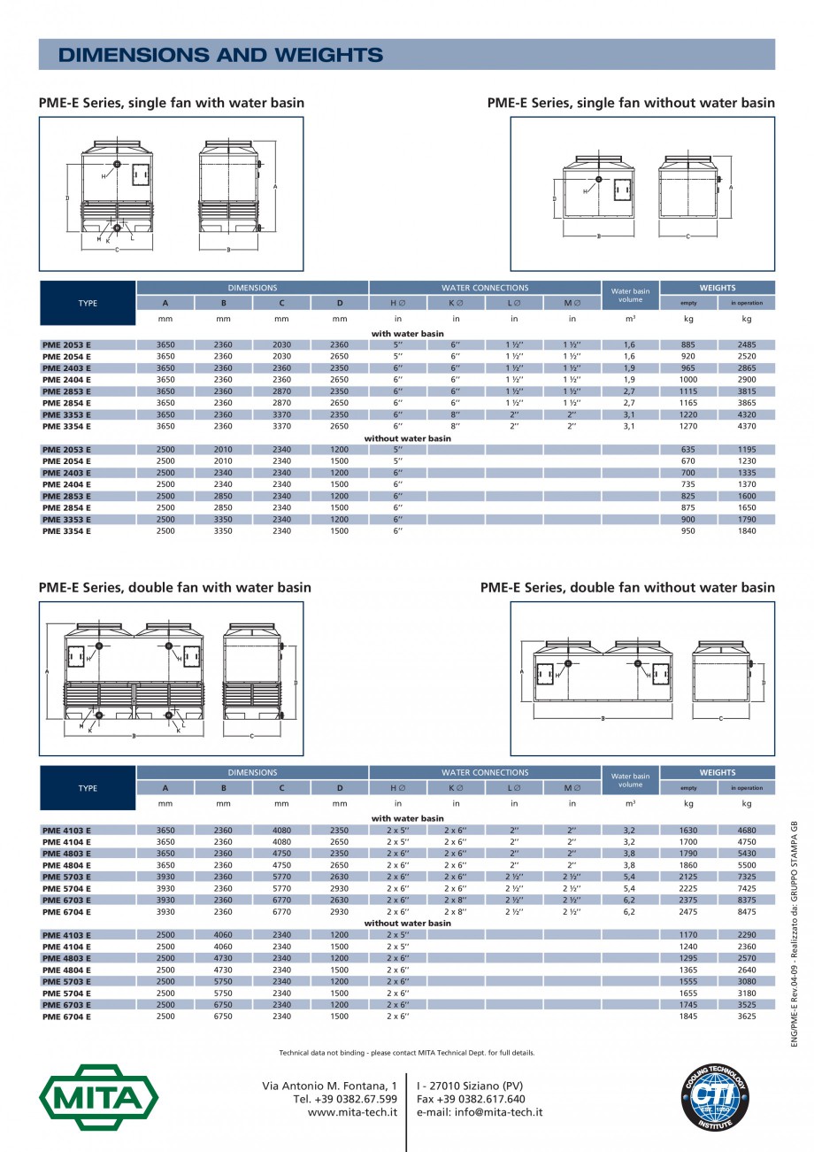 Pagina 5-Turnuri de racire cu circuit deschis MITA PME-E Fisa tehnica Engleza 
•
high performance, low...