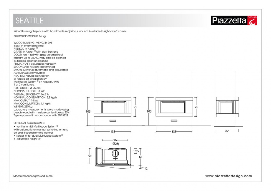 Semineu Design Piazzetta Seattle Fisa Tehnica Engleza