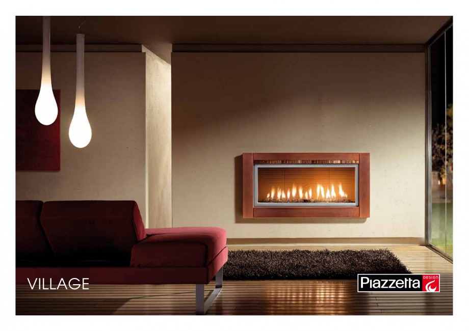 Pagina 1-Semineu design Piazzetta Village Fisa tehnica Engleza VILLAGE
Gas or wood-burning fireplace with...