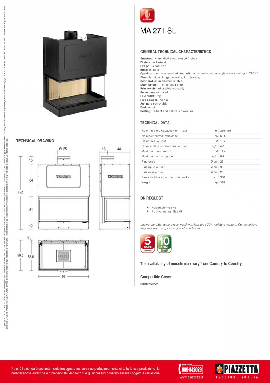 Pagina 1-Focar Piazzetta M 271 SL Fisa tehnica Engleza MA 271 SL
GENERAL TECHNICAL CHARACTERISTICS
Structure:...
