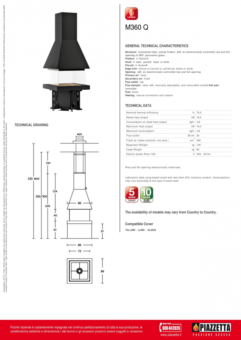 Pagina 1-Focar Piazzetta M 360 Q Fisa tehnica Engleza M360 Q
GENERAL TECHNICAL CHARACTERISTICS
Structure:...