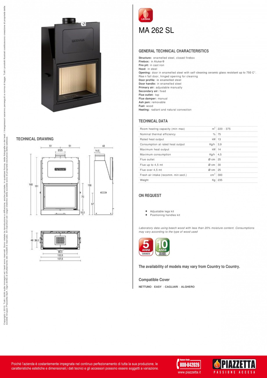 Pagina 1-Focar  Piazzetta MA 262 SL Fisa tehnica Engleza MA 262 SL
GENERAL TECHNICAL CHARACTERISTICS...