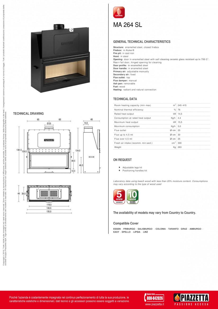 Pagina 1-Focar  Piazzetta MA 264 SL Fisa tehnica Engleza MA 264 SL
GENERAL TECHNICAL CHARACTERISTICS...