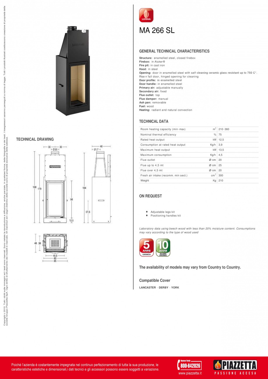 Pagina 1-Focar Piazzetta MA 266 SL Fisa tehnica Engleza MA 266 SL
GENERAL TECHNICAL CHARACTERISTICS...