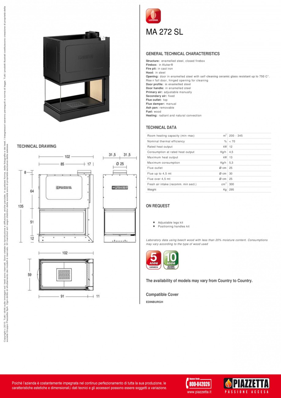 Pagina 1-Focar  Piazzetta MA 272 SL Fisa tehnica Engleza MA 272 SL
GENERAL TECHNICAL CHARACTERISTICS...