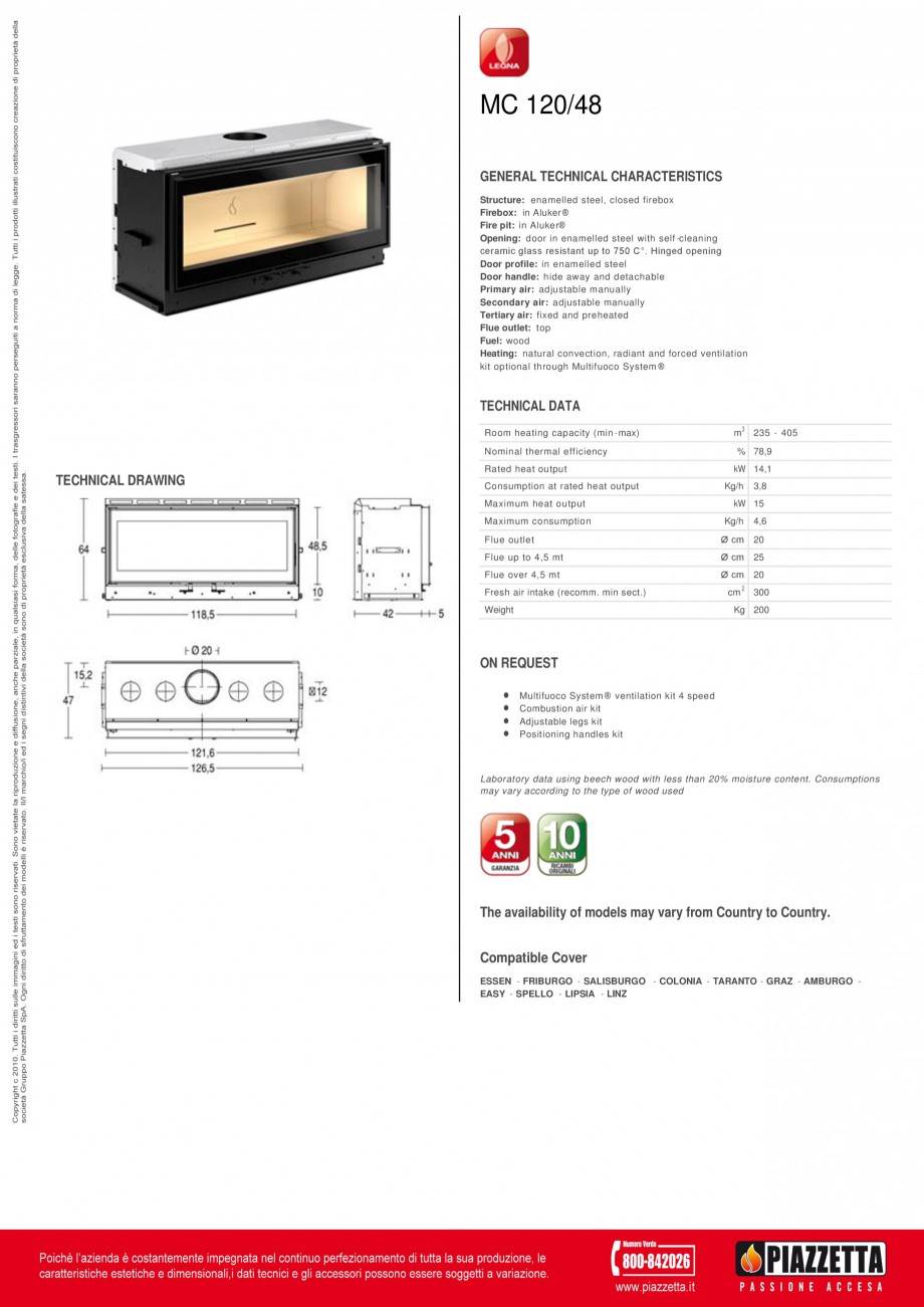 Pagina 1-Focar  Piazzetta ME 120 48 Fisa tehnica Engleza MC 120/48
GENERAL TECHNICAL CHARACTERISTICS...