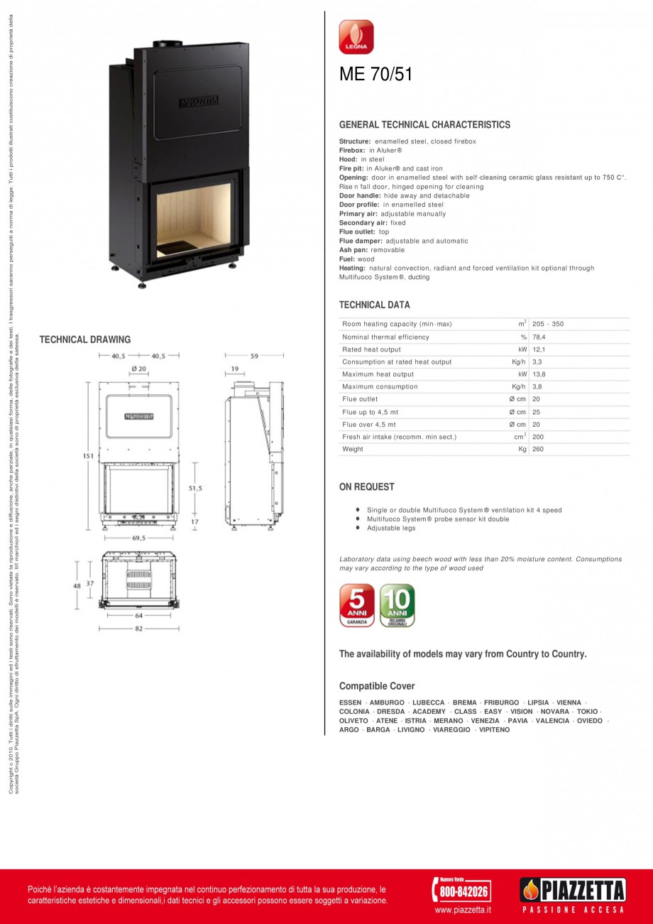 Pagina 1-Focar Piazzetta ME 70 51 Fisa tehnica Engleza ME 70/51
GENERAL TECHNICAL CHARACTERISTICS
Structure: ...