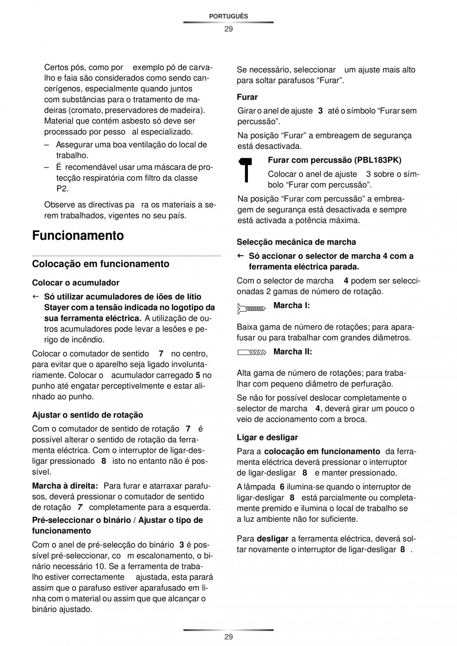 Pagina 31-Masina de gaurit cu percutie si acumulator 18 V 2.8 Ah STAYER PBL 182 PK Instructiuni montaj,...