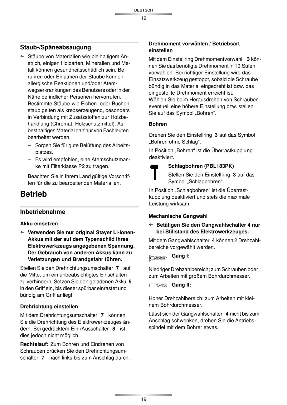 Pagina 21-Masina de gaurit si insurubat cu acumulator 12 V 1.3 Ah STAYER BHL 112 K Instructiuni montaj,...