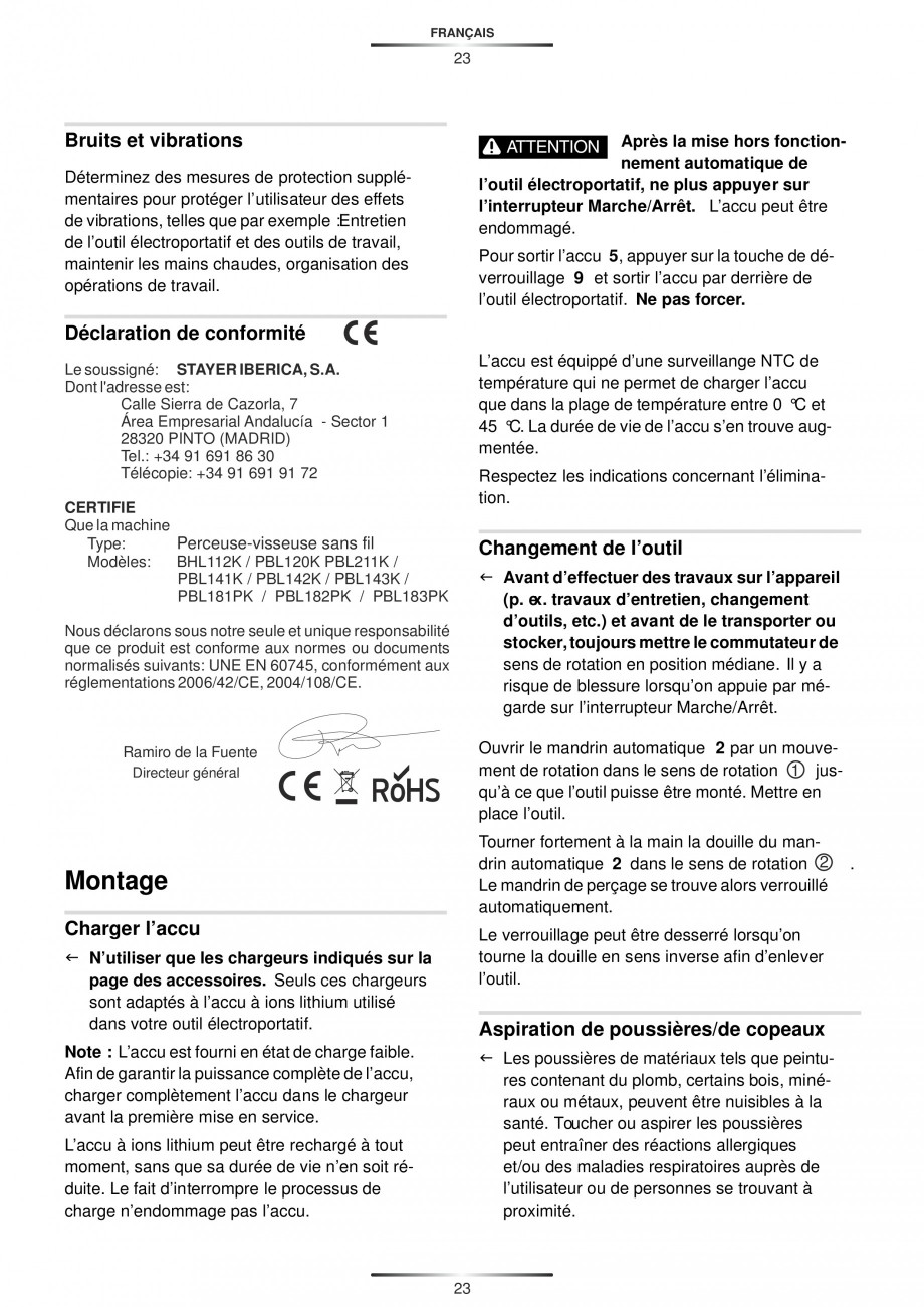 Pagina 25-Masina de gaurit si insurubat cu acumulator 12 V 1.3 Ah STAYER BHL 112 K Instructiuni montaj,...