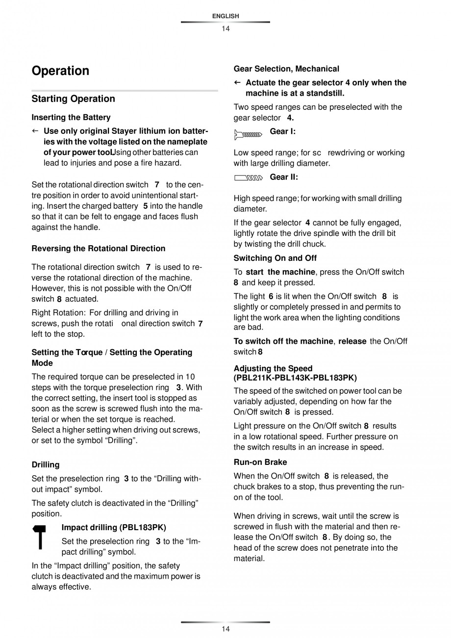 Pagina 16-Masina de gaurit si insurubat cu acumulator 12 V 1.5 Ah STAYER PBL 120 K Instructiuni montaj,...