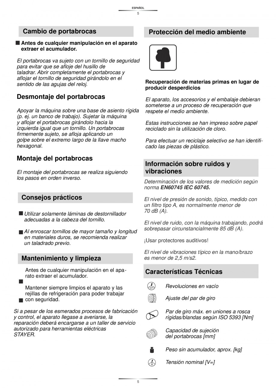 Pagina 7-Masina de gaurit si insurubat cu acumulator 14.4 V 1.3 Ah STAYER BHL 14 K Instructiuni montaj,...