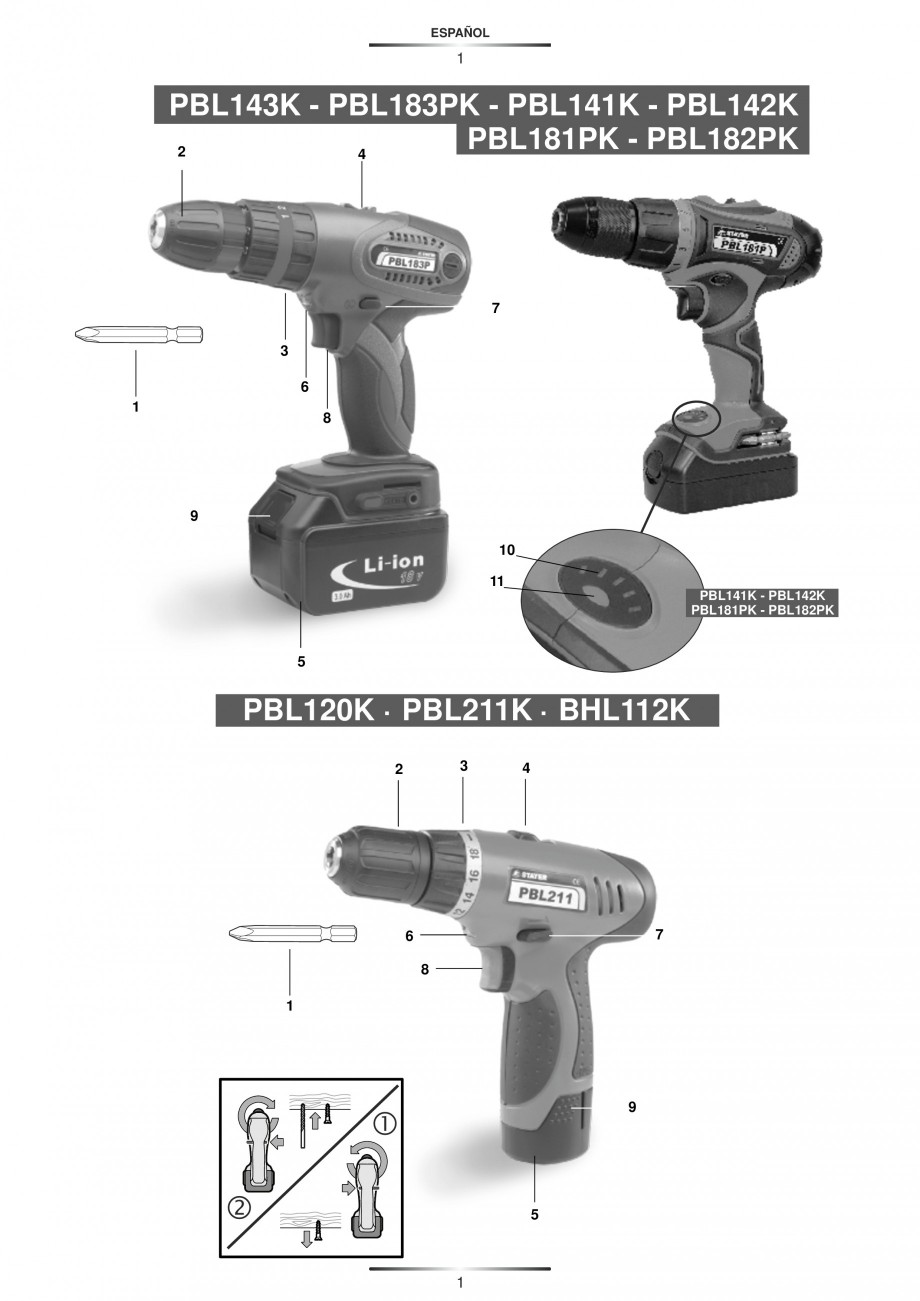 Pagina 4-Masina de gaurit si insurubat cu acumulator Li-ion 18V 2 viteze STAYER PBL 183 PK Instructiuni...