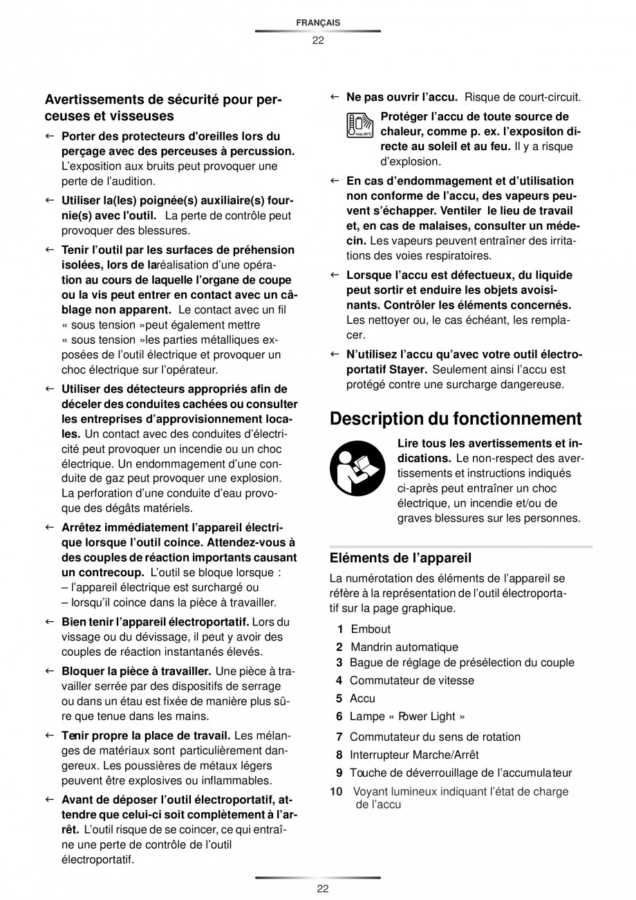 Pagina 25-Masina de gaurit si insurubat cu acumulator Li-ion 18V 2 viteze STAYER PBL 183 PK Instructiuni...