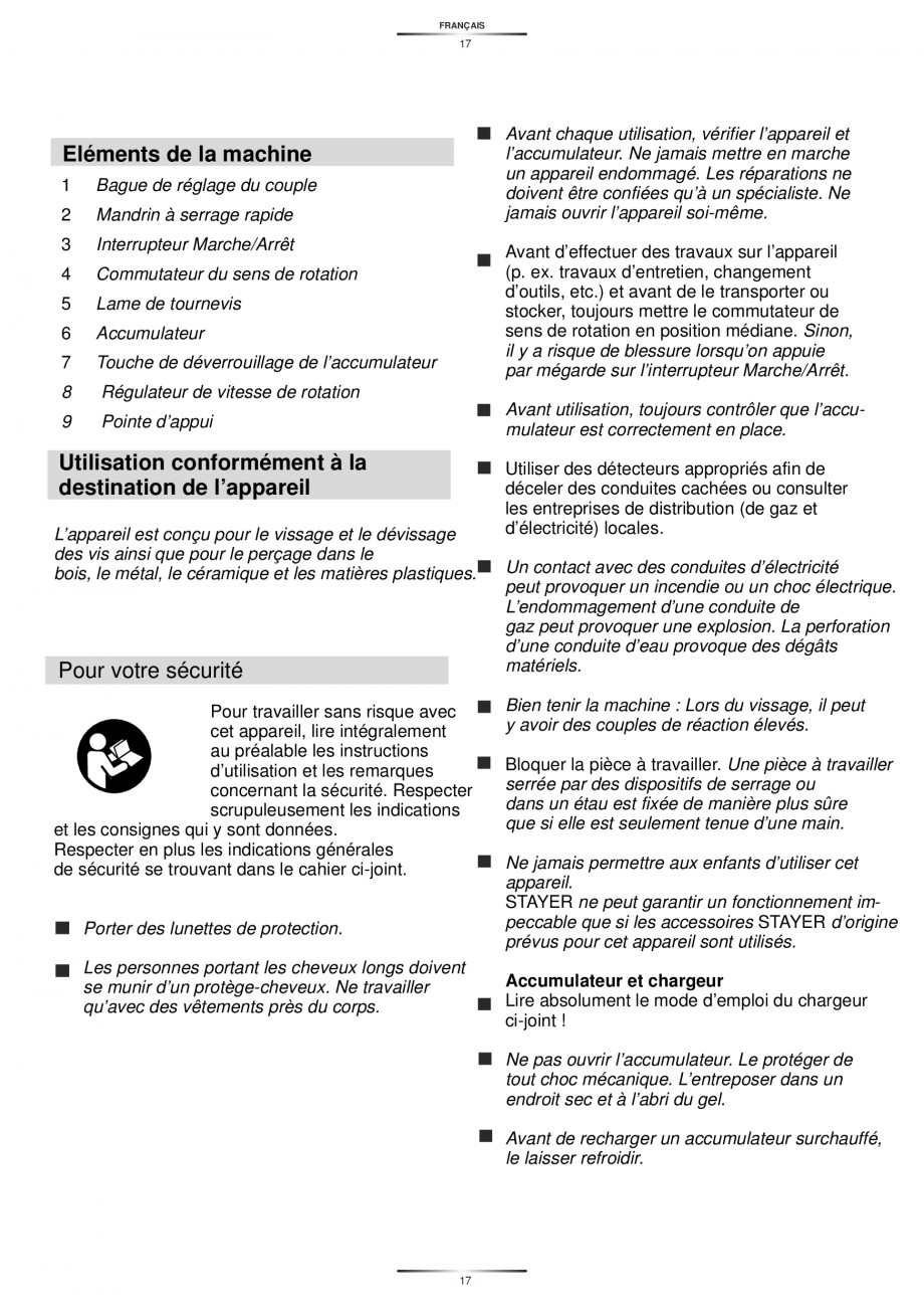 Pagina 19-Masina de gaurit si insurubat cu acumulator NiCd 12V 1.7Ah STAYER BH 12 K Instructiuni montaj,...