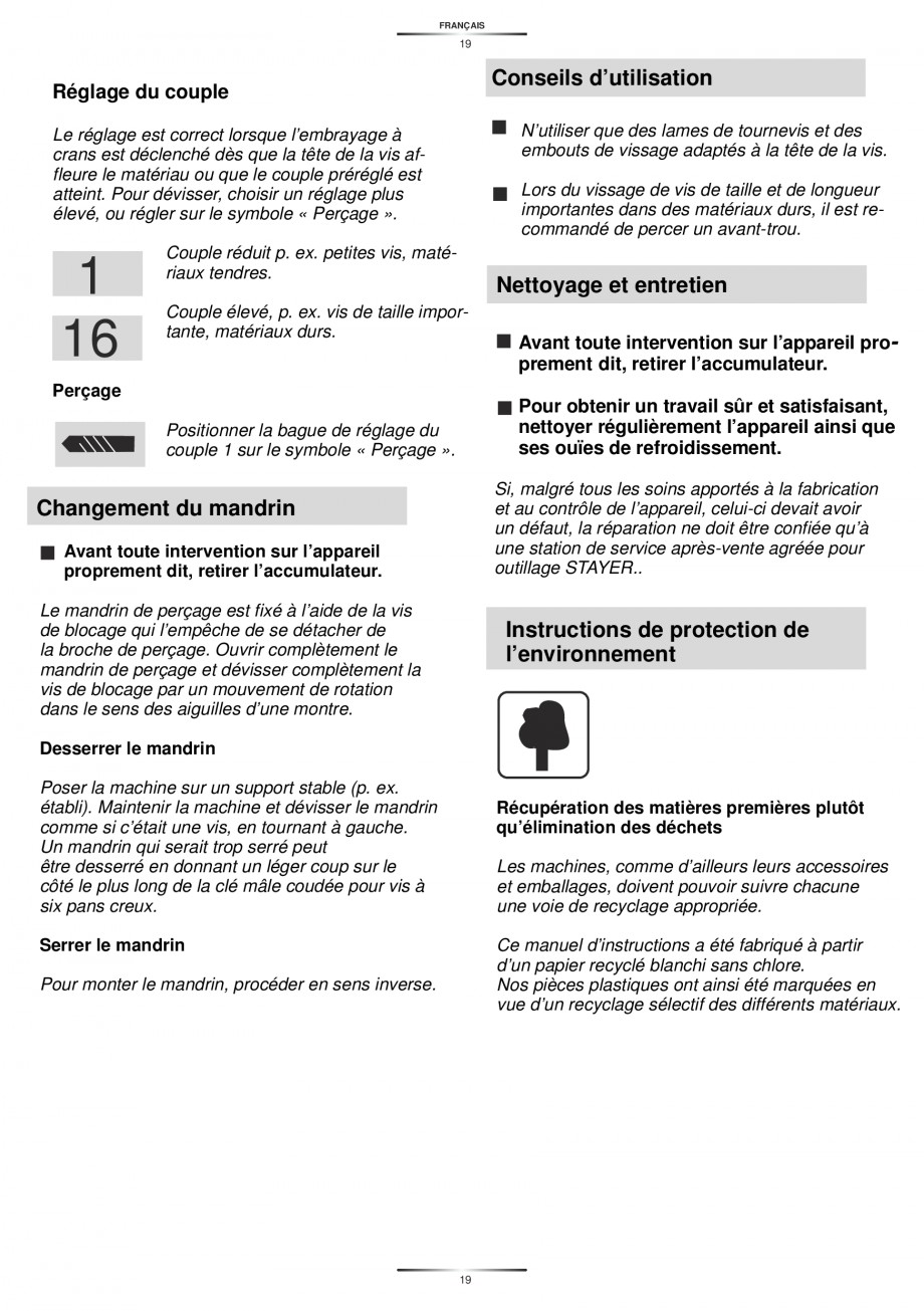 Pagina 21-Masina de gaurit si insurubat cu acumulator NiCd 12V 1.7Ah STAYER BH 12 K Instructiuni montaj,...