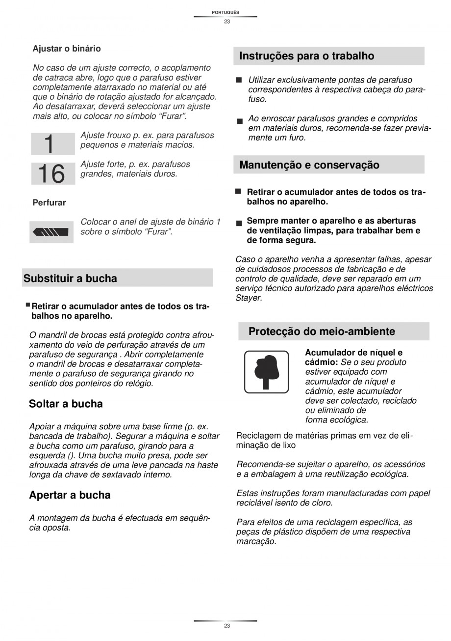 Pagina 25-Masina de gaurit si insurubat cu acumulator NiCd 12V 1.7Ah STAYER BH 12 K Instructiuni montaj,...