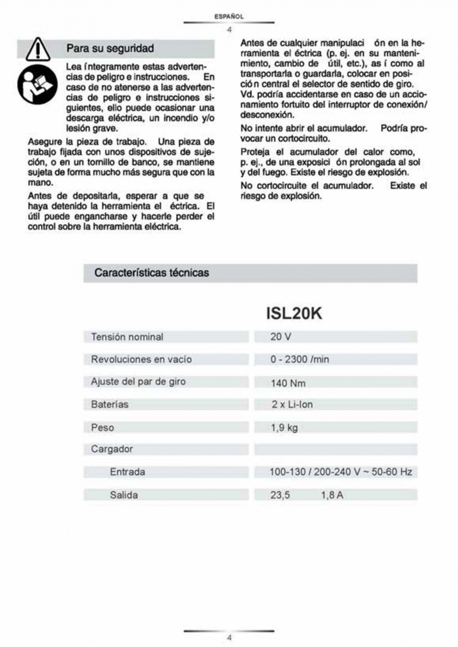 Pagina 4-Masina de gaurit si insurubat cu impact si acumulator Li-ion 20V STAYER ISL 20 K Instructiuni montaj...