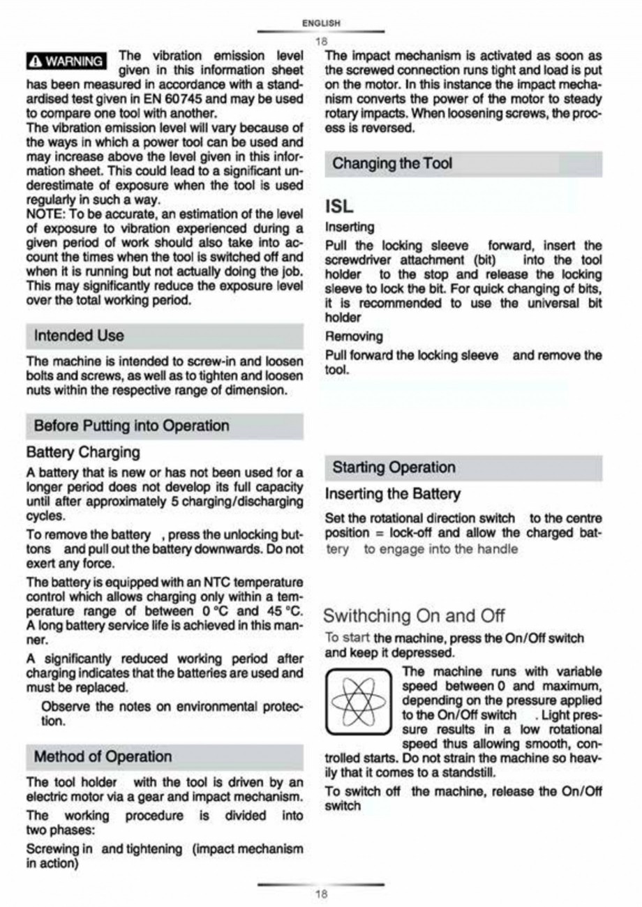 Pagina 18-Masina de gaurit si insurubat cu impact si acumulator Li-ion 20V STAYER ISL 20 K Instructiuni montaj...