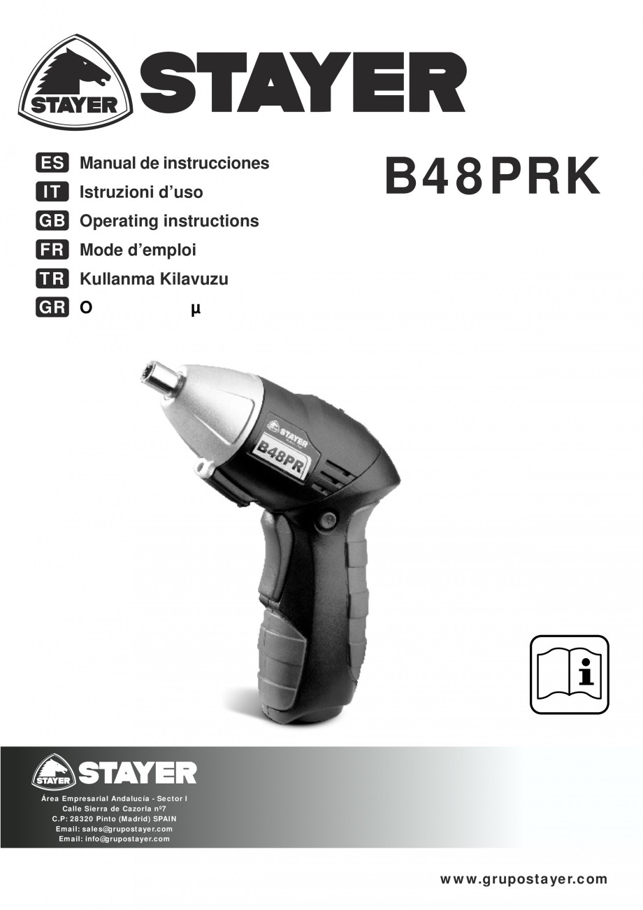 Pagina 1-Masina de insurubat cu acumulator Ni-Cd 4.8 V STAYER B48 PR KIT Instructiuni montaj, utilizare...
