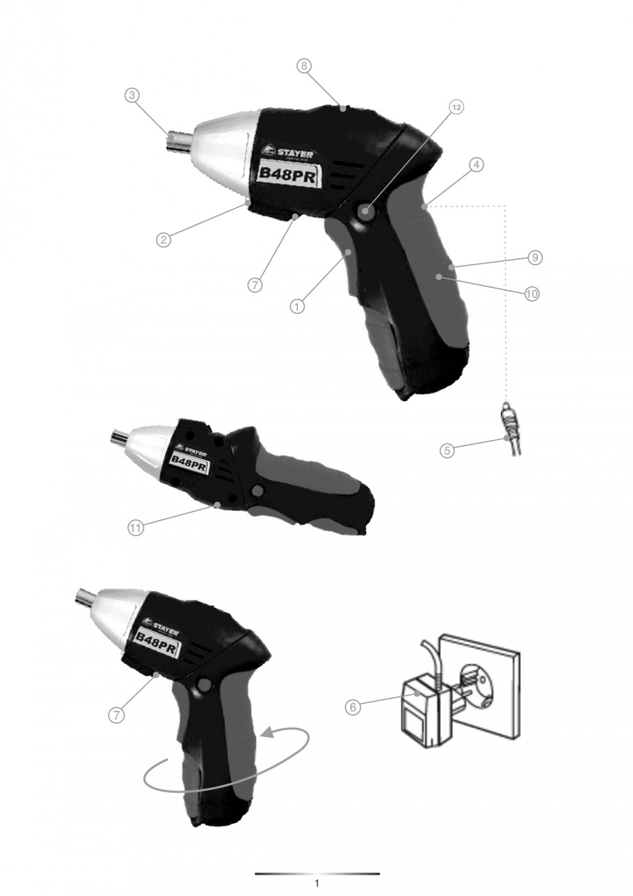 Pagina 2-Masina de insurubat cu acumulator Ni-Cd 4.8 V STAYER B48 PR KIT Instructiuni montaj, utilizare...