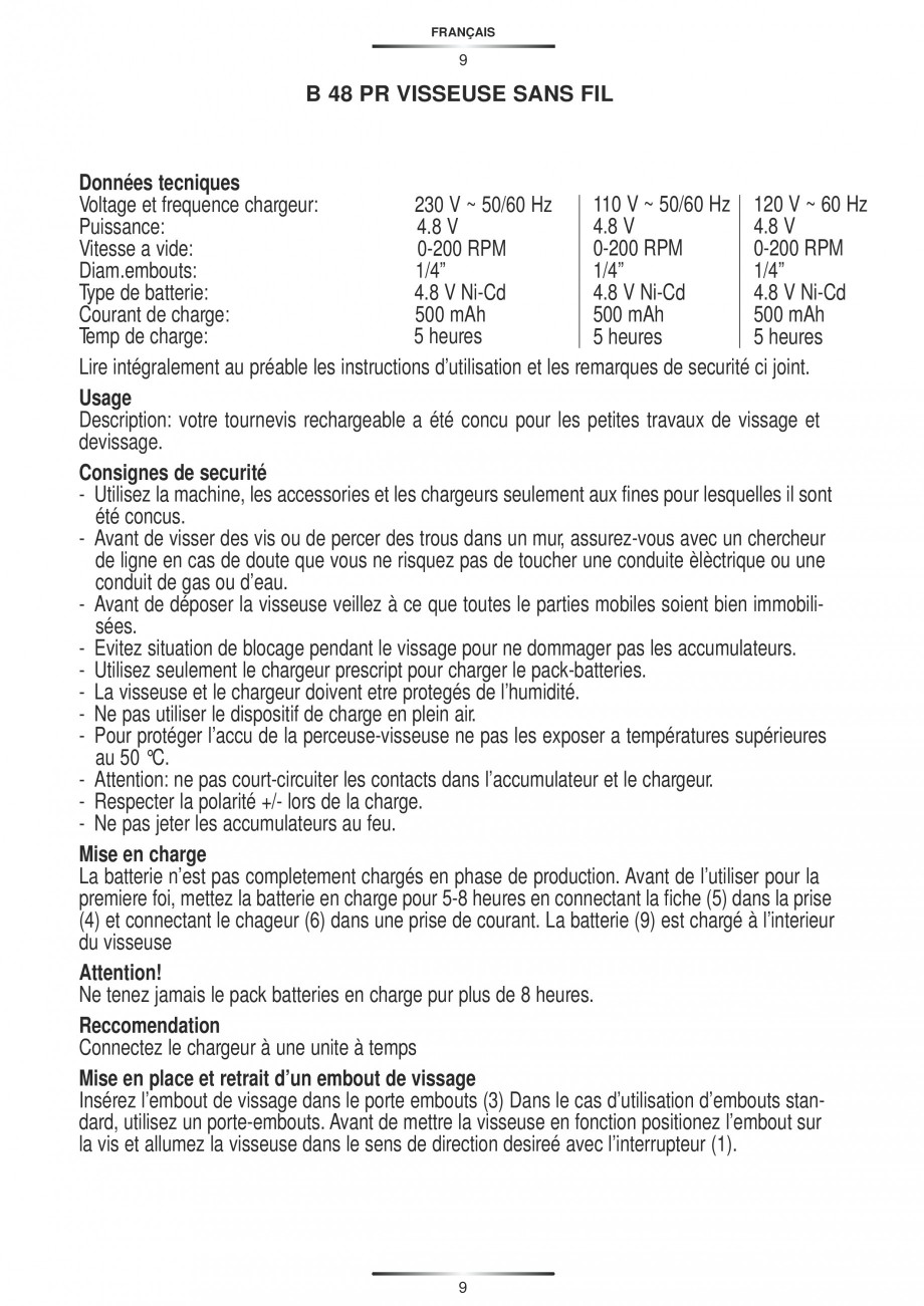 Pagina 10-Masina de insurubat cu acumulator Ni-Cd 4.8 V STAYER B48 PR KIT Instructiuni montaj, utilizare...