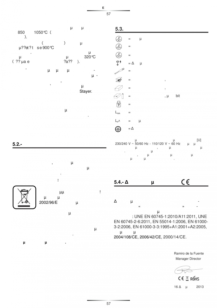 Pagina 57-Ciocan rotopercutor 810 W STAYER SDS-plus HD 27BK Instructiuni montaj, utilizare Engleza, Germana,...