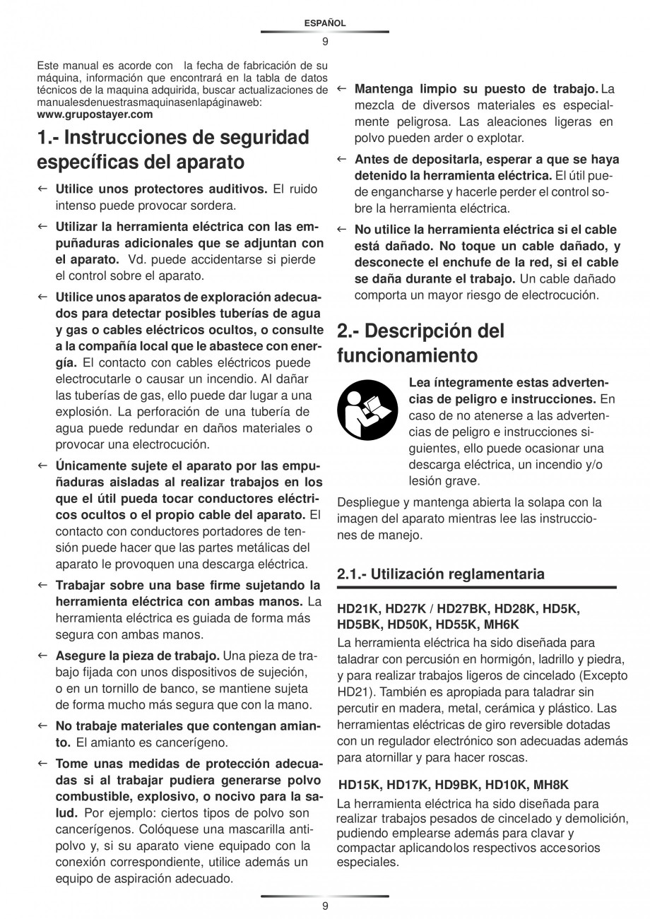 Pagina 9-Ciocan rotopercutor 1200 W STAYER SDS-max HD 55K Instructiuni montaj, utilizare Engleza, Germana,...